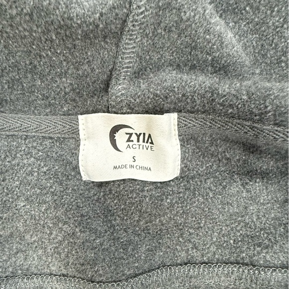 ZYIA Dark Gray Cropped Zip Hoodie with Yellow Trim - Picture 6 of 14